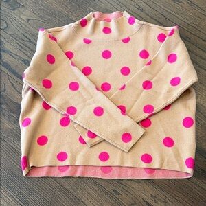 Maeve by Anthropologie Pink Polka Dots Sweater Size XS